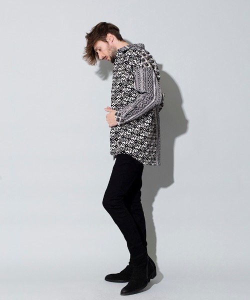 NO ID.（ノーアイディ）の「ms4367-クレイジー切替ＢＩＧゴブランＳＨ シャツ（シャツ/ブラウス・メンズ・レッド系その他/ブラック/ネイビー・ONE SIZE）」の19枚目の写真