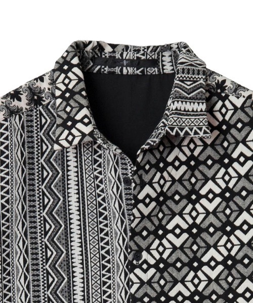 NO ID.（ノーアイディ）の「ms4367-クレイジー切替ＢＩＧゴブランＳＨ シャツ（シャツ/ブラウス・メンズ・レッド系その他/ブラック/ネイビー・ONE SIZE）」の7枚目の写真