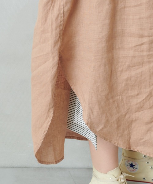 PUAL CE CIN（ピュアルセシン）の「リネンシャツワンピース（ワンピース・レディース・ホワイト/ブラック/ベージュ/ピンク/キャメル・FREE）」の18枚目の写真
