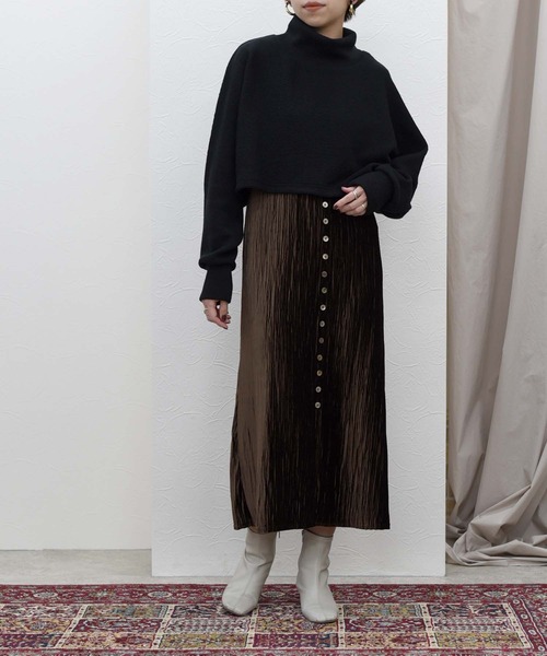 Eimee Law（エイミーロウ）の「ドルマントップス&ベロアプリーツドレス SET UP（ワンピース・レディース・ダークベージュ/チャコールグレー/ブラック・38）」の10枚目の写真