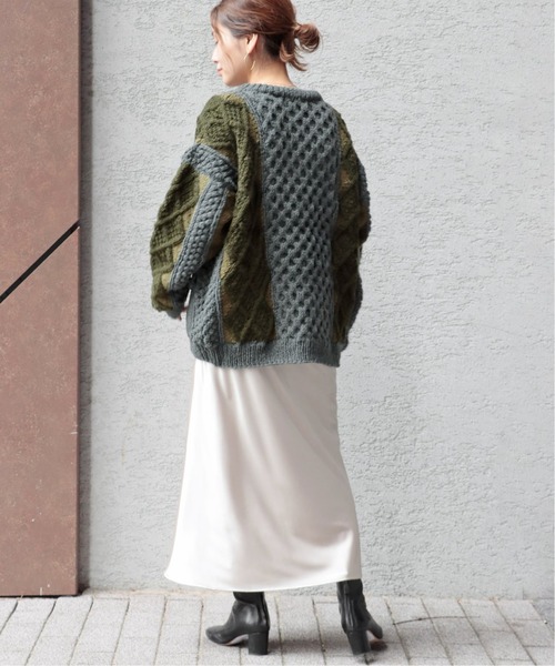 【美品】ジャーナルスタンダード　CSアランニットカーディガン　グレー×キナリ 中古・古着通販】JOURNAL STANDARD (ジャーナル スタンダード