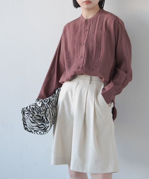 Aunt Marie's（アントマリーズ）の「ボザムピンタックドレスシャツ（シャツ/ブラウス・レディース・ホワイト/ブラック/ベージュ/ブラウン・FREE）」の7枚目の写真