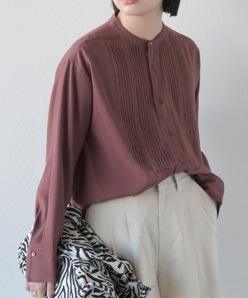 Aunt Marie's（アントマリーズ）の「ボザムピンタックドレスシャツ（シャツ/ブラウス・レディース・ホワイト/ブラック/ベージュ/ブラウン・FREE）」の8枚目の写真