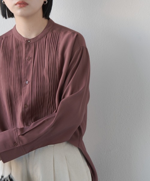 Aunt Marie's（アントマリーズ）の「ボザムピンタックドレスシャツ（シャツ/ブラウス・レディース・ホワイト/ブラック/ベージュ/ブラウン・FREE）」の11枚目の写真