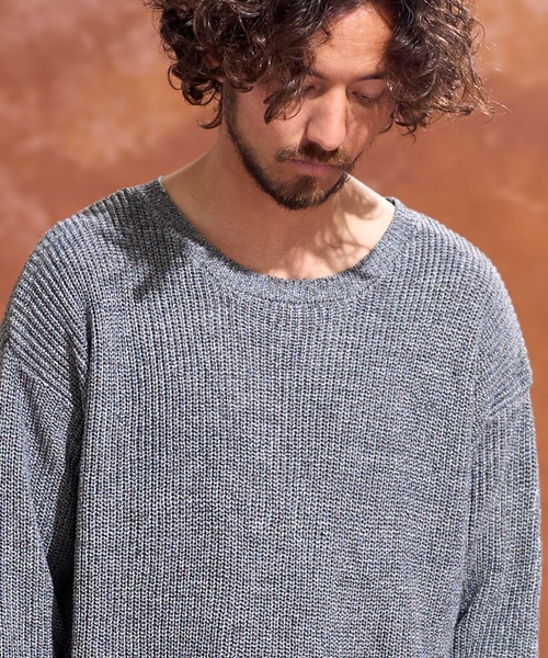 Jih Nunc(ジーヌンク)の「mn2323-ルーズシルエットワッフルサマーニットプルオーバー(ニット/セーター・メンズ・ブラック/モカ/グレー・S/L/M)」の12枚目の写真