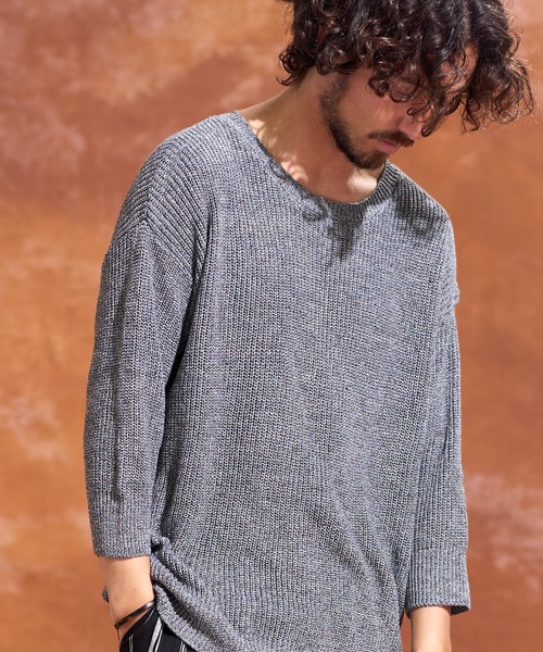 Jih Nunc(ジーヌンク)の「mn2323-ルーズシルエットワッフルサマーニットプルオーバー(ニット/セーター・メンズ・ブラック/モカ/グレー・S/L/M)」の13枚目の写真