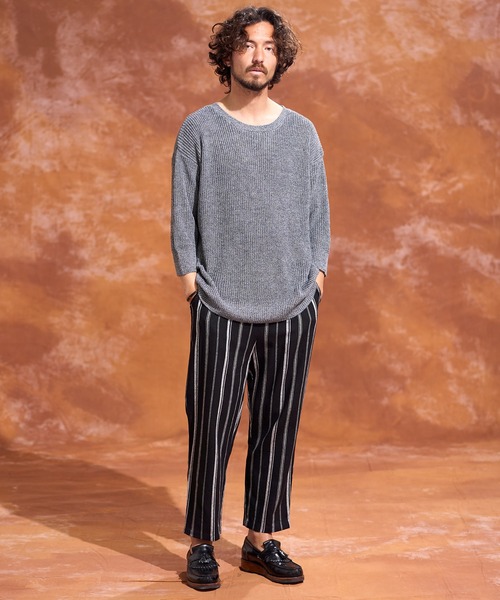 Jih Nunc(ジーヌンク)の「mn2323-ルーズシルエットワッフルサマーニットプルオーバー(ニット/セーター・メンズ・ブラック/モカ/グレー・S/L/M)」の14枚目の写真