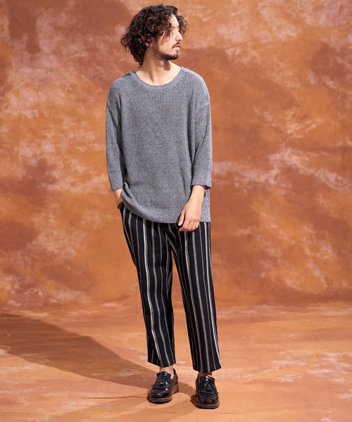Jih Nunc(ジーヌンク)の「mn2323-ルーズシルエットワッフルサマーニットプルオーバー(ニット/セーター・メンズ・ブラック/モカ/グレー・S/L/M)」の15枚目の写真