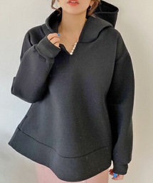 キーネックパール フレアシルエット ボンディンングフーディー