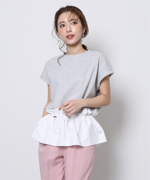 Re.Verofonna(ヴェロフォンナ)の「ドッキングギャザーカットソー(Tシャツ/カットソー)」|グレー