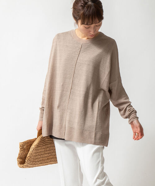 NOLLEY’S(ノーリーズ)の「ブルージュリネン100 Bigプルオーバーニット(ニット/セーター・レディース・ミント/ベージュ/ラベンダー・FREE)」の1枚目の写真