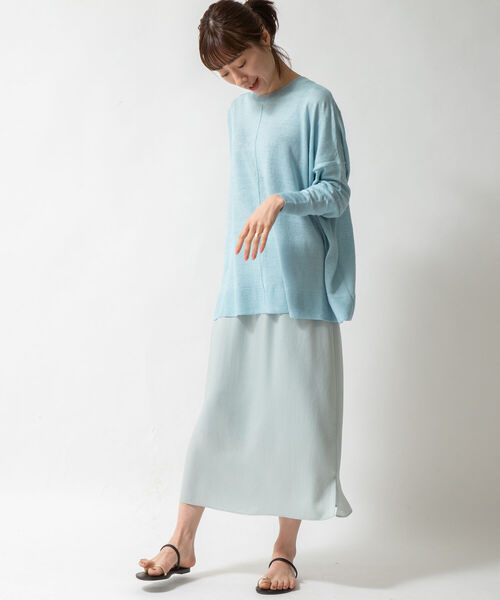 NOLLEY’S(ノーリーズ)の「ブルージュリネン100 Bigプルオーバーニット(ニット/セーター・レディース・ミント/ベージュ/ラベンダー・FREE)」の5枚目の写真