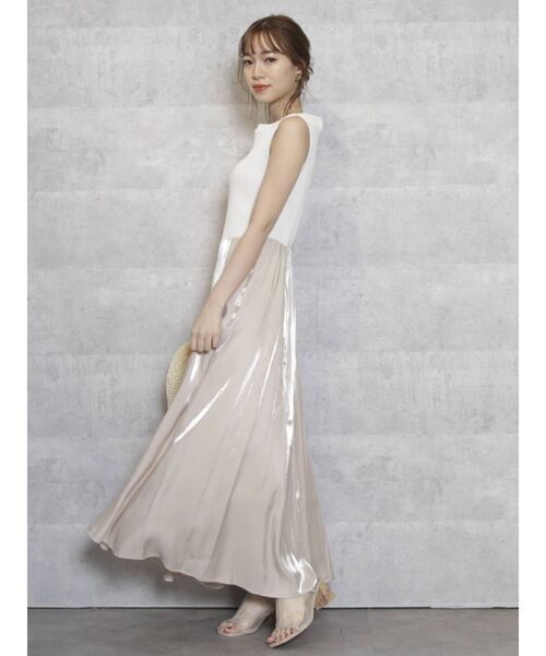 dazzlin（ダズリン）の「トウィンクルグロスフレアワンピース（ワンピース・レディース・グレー/グリーン/ブルー/ベージュ・FREE）」の5枚目の写真