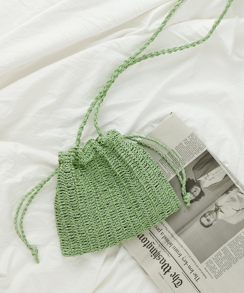 COLONY 2139（コロニートゥーワンスリーナイン）の「ペーパーミニ巾着バッグ/ショルダーバッグ（ショルダーバッグ・レディース・ブラック/アイボリー/ミント/グレイッシュベージュ・FREE）」の18枚目の写真