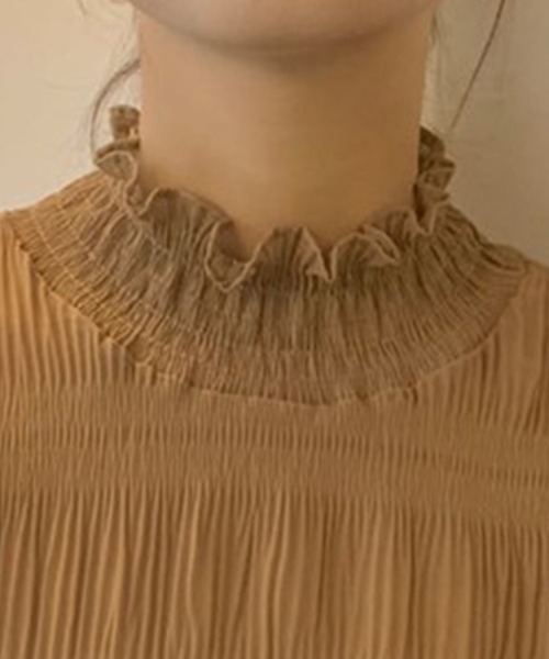 DAY CLOSET（デイ クローゼット）の「レディース シャーリングシースルーフリルブラウス（シャツ/ブラウス・レディース・ホワイト/ブラック/ブラウン・ONE SIZE）」の9枚目の写真