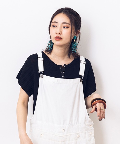 khakito（カーキト）の「綿100% 麻タッチ ヘンリーネックカットソー（Tシャツ/カットソー・レディース・ブラウン/オフホワイト/ブラック・FREE）」の3枚目の写真