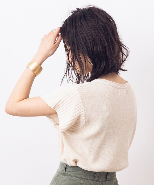 khakito（カーキト）の「綿100% 麻タッチ ヘンリーネックカットソー（Tシャツ/カットソー・レディース・ブラウン/オフホワイト/ブラック・FREE）」の10枚目の写真