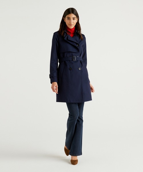 BENETTON (UNITED COLORS OF BENETTON)（ベネトンユナイテッドカラーズオブベネトン）の「ツイルオーバーサイズトレンチコート（トレンチコート・レディース・ネイビー/ベージュ・38/40/42/44）」の6枚目の写真