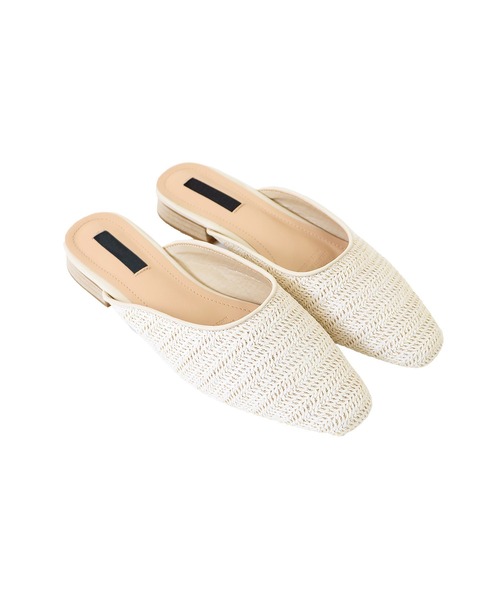 BLUEEAST（ブルーイースト）の「ストロー調メッシュフラットサンダル ミュール（サンダル・レディース・ブラック/オフホワイト・MEDIUM/LARGE）」の8枚目の写真