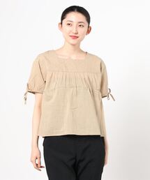 NAVY | 袖リボン スクエアネック ワイドシルエット半袖ブラウス(シャツ/ブラウス)