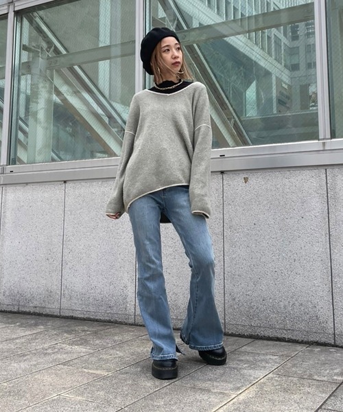 FREE'S MART（フリーズマート）の「【Sシリーズ対応】◇内スリットベルボトムデニムパンツ（デニムパンツ・レディース・インディゴブルー/ワンウォッシュ/ホワイト系その他/ブラウン/ブラック・SMALL/MEDIUM/X-SMALL）」の13枚目の写真