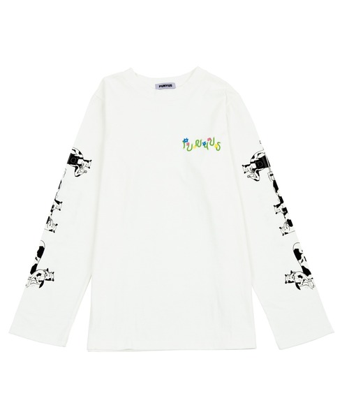 PUNYUS（プニュズ）の「スリーブプリントロンＴ（Tシャツ/カットソー・レディース・ホワイト/ブラック・1/2/4/3）」の4枚目の写真