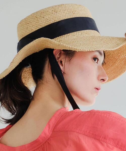 green label relaxing（グリーンレーベルリラクシング）の「CFC ラフィア リボン 2WAY ハット（ハット・レディース・ナチュラル・FREE）」の3枚目の写真