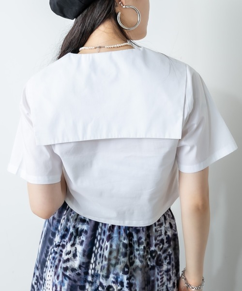 RASVOA（ラスボア）の「オープンカラーセーラーシャツ（シャツ/ブラウス・レディース・ブラック/オフホワイト/ブラック系その他・FREE）」の2枚目の写真