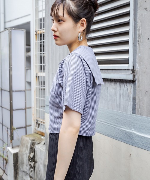 RASVOA（ラスボア）の「オープンカラーセーラーシャツ（シャツ/ブラウス・レディース・ブラック/オフホワイト/ブラック系その他・FREE）」の6枚目の写真