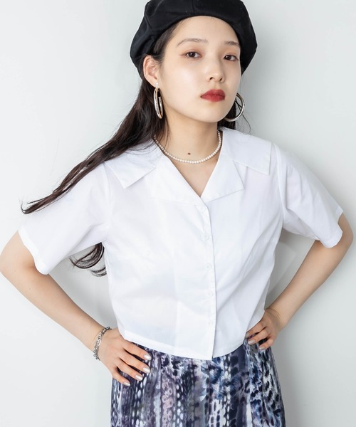 RASVOA（ラスボア）の「オープンカラーセーラーシャツ（シャツ/ブラウス・レディース・ブラック/オフホワイト/ブラック系その他・FREE）」の11枚目の写真