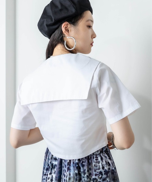 RASVOA（ラスボア）の「オープンカラーセーラーシャツ（シャツ/ブラウス・レディース・ブラック/オフホワイト/ブラック系その他・FREE）」の13枚目の写真