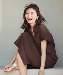 J.PRESS（ジェイプレス）の「【UVケア・消臭効果・接触冷感】コンパクトコットンスムース バンドカラー ワンピース（ワンピース）」