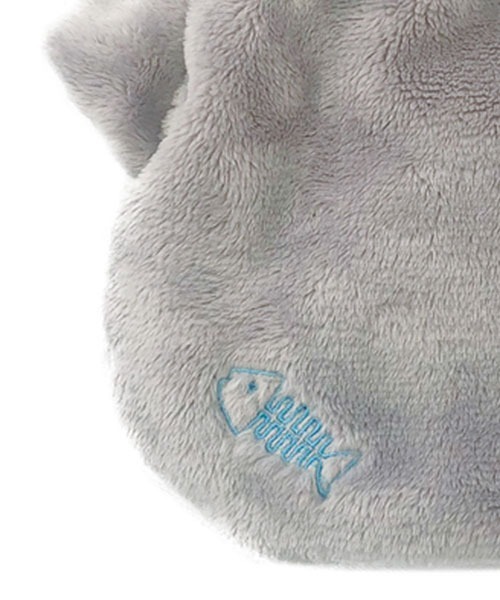 nici（ニキ）の「nici/フィギュアフェイスポーチ グレーキャット 巾着袋 もこもこ（ポーチ・レディース・グレー・ONE SIZE）」の4枚目の写真