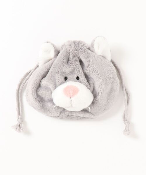 nici（ニキ）の「nici/フィギュアフェイスポーチ グレーキャット 巾着袋 もこもこ（ポーチ・レディース・グレー・ONE SIZE）」の6枚目の写真