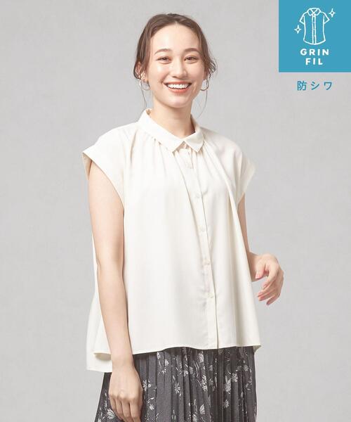 closet story（クローゼットストーリー）の「＜closet story＞CSC レギュラーカラー ギャザーシャツ [イージーケア]（シャツ/ブラウス・レディース・ホワイト/ブラック/ケリー・FREE）」の2枚目の写真