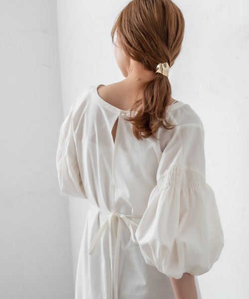 mystic（ミスティック）の「半袖ボリュームスリーブワンピース（ワンピース・レディース・ブラック/パープル/オフホワイト・FREE）」の14枚目の写真