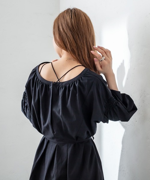 mystic（ミスティック）の「半袖ボリュームスリーブワンピース（ワンピース・レディース・ブラック/パープル/オフホワイト・FREE）」の21枚目の写真