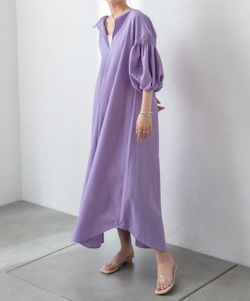 mystic（ミスティック）の「半袖ボリュームスリーブワンピース（ワンピース・レディース・ブラック/パープル/オフホワイト・FREE）」の11枚目の写真