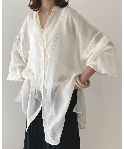 極美品✨SHENERY ウエスタンシアーシャツ　バンドカラー　長袖　ホワイト 極美品✨SHENERY ウエスタンシアーシャツ バンドカラー 長袖