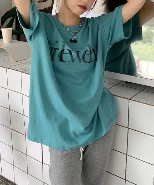 MANGROVE(マングローブ)の「シャドーロゴプリントドロップショルダーTシャツ(Tシャツ/カットソー・レディース・ホワイト/ブルー・FREE)」の8枚目の写真