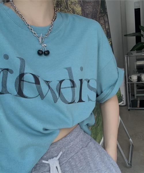 MANGROVE(マングローブ)の「シャドーロゴプリントドロップショルダーTシャツ(Tシャツ/カットソー・レディース・ホワイト/ブルー・FREE)」の11枚目の写真