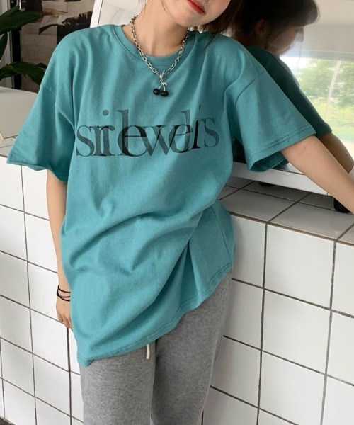 MANGROVE(マングローブ)の「シャドーロゴプリントドロップショルダーTシャツ(Tシャツ/カットソー・レディース・ホワイト/ブルー・FREE)」の12枚目の写真