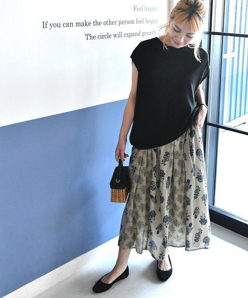 LUPILIEN（ルピリアン）の「ボイルプリント◆パネル切替スカート（スカート・レディース・チャコールグレー/ベージュ/パープル/カーキ・FREE）」の7枚目の写真