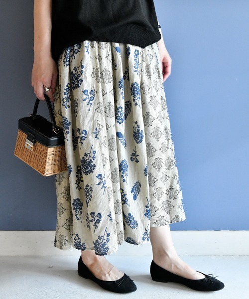 LUPILIEN（ルピリアン）の「ボイルプリント◆パネル切替スカート（スカート・レディース・チャコールグレー/ベージュ/パープル/カーキ・FREE）」の20枚目の写真