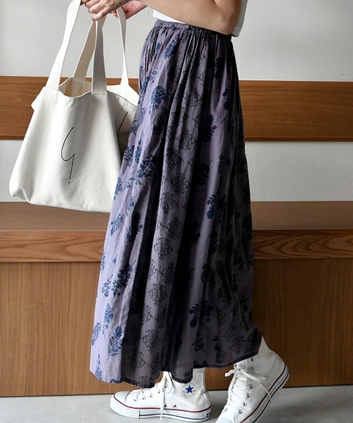 LUPILIEN（ルピリアン）の「ボイルプリント◆パネル切替スカート（スカート・レディース・チャコールグレー/ベージュ/パープル/カーキ・FREE）」の21枚目の写真