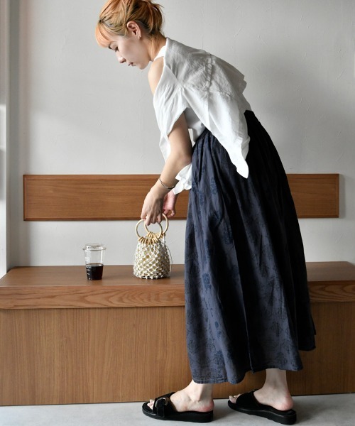 LUPILIEN（ルピリアン）の「ボイルプリント◆パネル切替スカート（スカート・レディース・チャコールグレー/ベージュ/パープル/カーキ・FREE）」の14枚目の写真