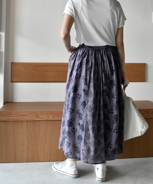 LUPILIEN（ルピリアン）の「ボイルプリント◆パネル切替スカート（スカート・レディース・チャコールグレー/ベージュ/パープル/カーキ・FREE）」の6枚目の写真