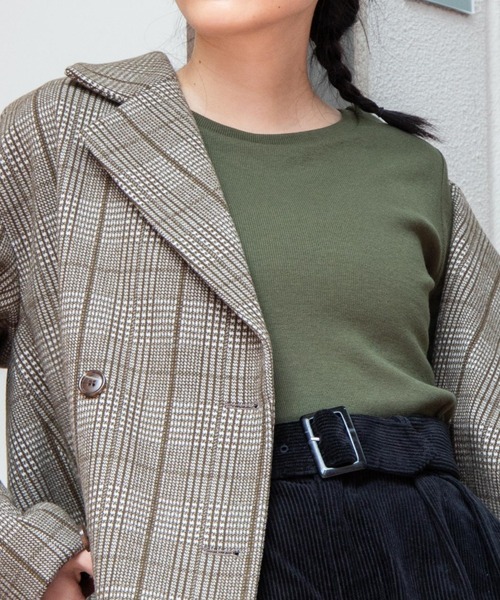 WEGO(ウィゴー)の「WEGO/リブショートT(Tシャツ/カットソー・レディース・ホワイト/ブラック/レッド/ホワイト系その他/ブラウン/カーキ・SMALL/MEDIUM)」の5枚目の写真