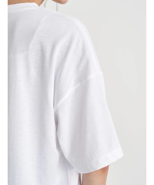 earth music&ecology（アースミュージックアンドエコロジー）の「グラフィックフォトTシャツ ＊（Tシャツ/カットソー・レディース・パープル/ライトベージュ/ホワイト×ブルー/ホワイト×ブラック・FREE）」の9枚目の写真