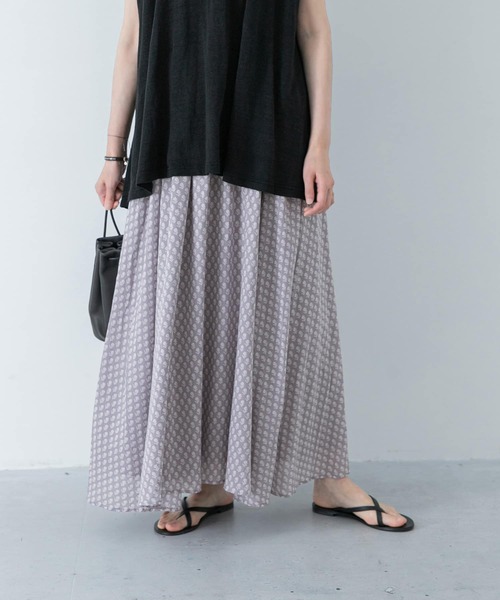 かぐれ（カグレ）の「小紋柄プリントスカート（スカート・レディース・グレー/ミント・FREE）」の2枚目の写真